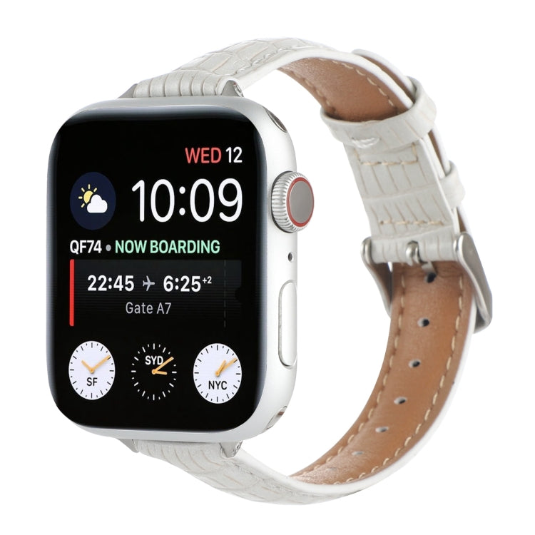 Slim Crocodile Leather Watch Band, For Apple Watch 42mm, For Apple Watch 38mm
