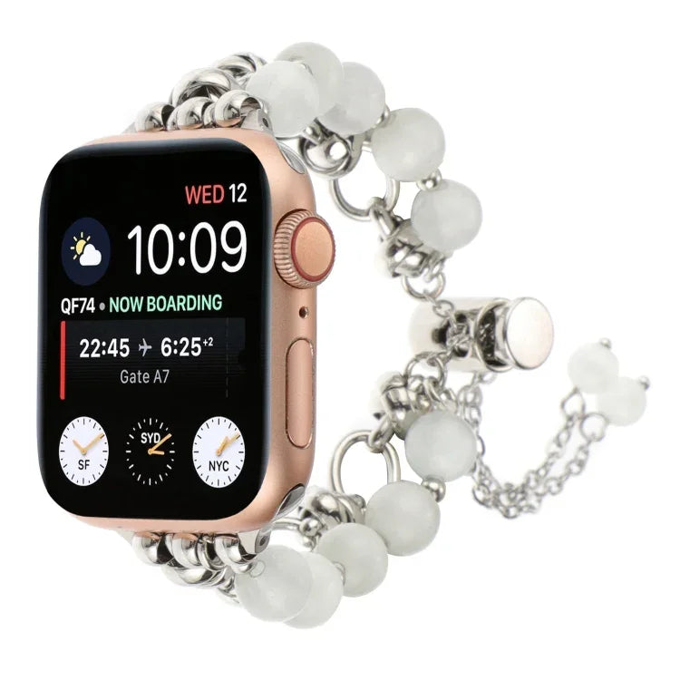Perlenketten-Metallarmband für Apple Watch Series 5 (44 mm), Apple Watch Series 5 (40 mm), Apple Watch Series 4 (44 mm), Apple Watch Series 4 (40 mm), Apple Watch Series 3 (38 mm), Apple Watch Series 3 (42 mm), Apple Watch Series 2 (42 mm)...