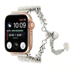 Rundes Uhrenarmband aus Zinklegierung mit Perlenanhänger, passend für Apple Watch 42 mm und 38 mm