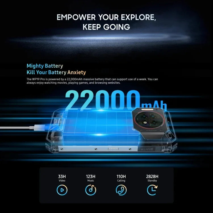 Oukitel WP19 Pro, 6,8 Zoll, MediaTek Helio G99 Octa-Core-Prozessor, NFC, Netzwerk: 4G, WP19 Pro 8 GB + 256 GB