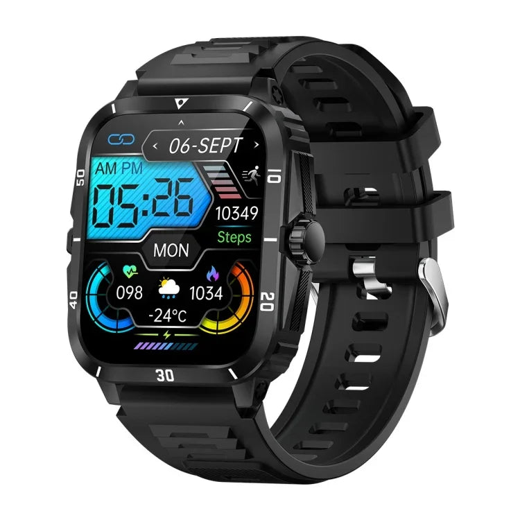 KT71 Robuste Smartwatch mit 1,96 Zoll HD-Quadratdisplay, unterstützt Bluetooth-Anrufe, Schlafüberwachung und Blutsauerstoffmessung