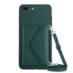 Rhombische Textur Kartenfach RFID Handyhülle mit langem Umhängeband, für iPhone 12 mini, für iPhone 11 Pro Max, für iPhone 11, für iPhone 11 Pro, für iPhone XS / X, für iPhone XR, für iPhone XS Max, für iPhone 8 Plus / 7 Plus
