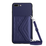 Rhombische Textur Kartenfach RFID Handyhülle mit langem Umhängeband, für iPhone 12 mini, für iPhone 11 Pro Max, für iPhone 11, für iPhone 11 Pro, für iPhone XS / X, für iPhone XR, für iPhone XS Max, für iPhone 8 Plus / 7 Plus