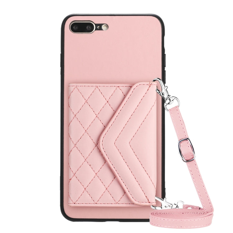 Rhombische Textur Kartenfach RFID Handyhülle mit langem Umhängeband, für iPhone 12 mini, für iPhone 11 Pro Max, für iPhone 11, für iPhone 11 Pro, für iPhone XS / X, für iPhone XR, für iPhone XS Max, für iPhone 8 Plus / 7 Plus
