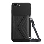 Rhombische Textur Kartenfach RFID Handyhülle mit langem Umhängeband, für iPhone 12 mini, für iPhone 11 Pro Max, für iPhone 11, für iPhone 11 Pro, für iPhone XS / X, für iPhone XR, für iPhone XS Max, für iPhone 8 Plus / 7 Plus