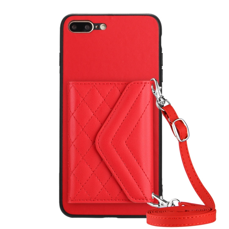 Rhombische Textur Kartenfach RFID Handyhülle mit langem Umhängeband, für iPhone 12 mini, für iPhone 11 Pro Max, für iPhone 11, für iPhone 11 Pro, für iPhone XS / X, für iPhone XR, für iPhone XS Max, für iPhone 8 Plus / 7 Plus