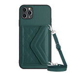 Rhombische Textur Kartenfach RFID Handyhülle mit langem Umhängeband, für iPhone 12 mini, für iPhone 11 Pro Max, für iPhone 11, für iPhone 11 Pro, für iPhone XS / X, für iPhone XR, für iPhone XS Max, für iPhone 8 Plus / 7 Plus