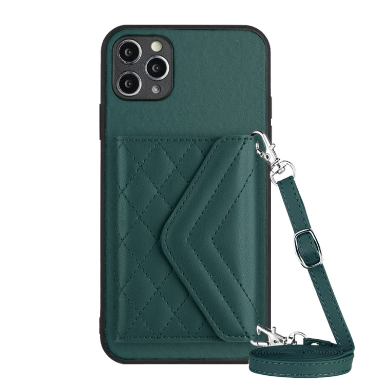 Rhombische Textur Kartenfach RFID Handyhülle mit langem Umhängeband, für iPhone 12 mini, für iPhone 11 Pro Max, für iPhone 11, für iPhone 11 Pro, für iPhone XS / X, für iPhone XR, für iPhone XS Max, für iPhone 8 Plus / 7 Plus