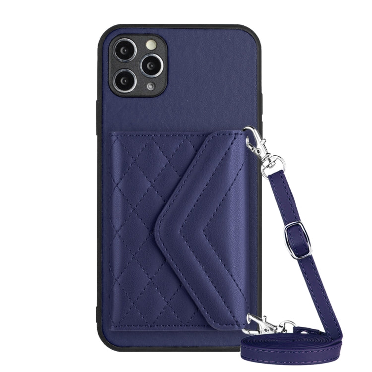 Rhombische Textur Kartenfach RFID Handyhülle mit langem Umhängeband, für iPhone 12 mini, für iPhone 11 Pro Max, für iPhone 11, für iPhone 11 Pro, für iPhone XS / X, für iPhone XR, für iPhone XS Max, für iPhone 8 Plus / 7 Plus