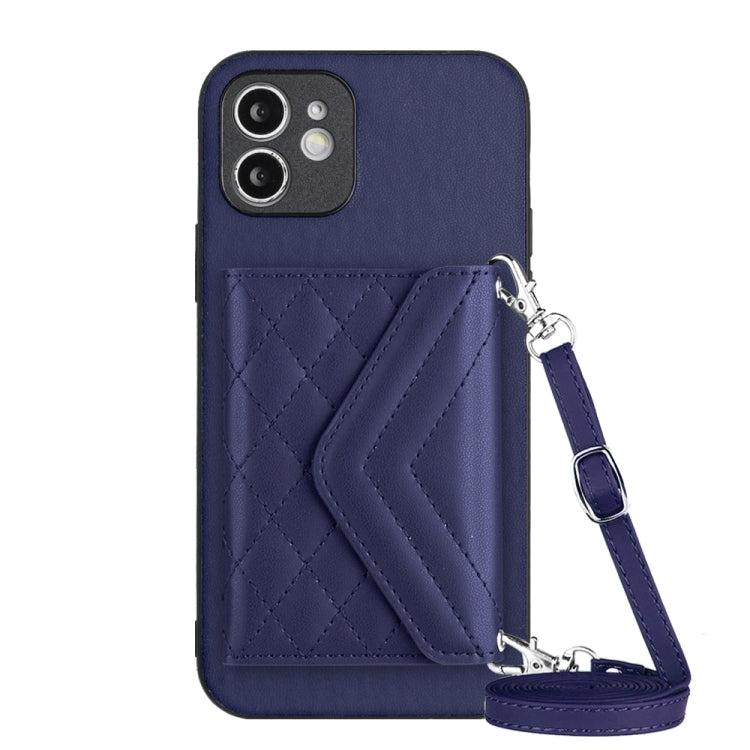 Handyhülle mit Rautenmuster, Kartenfach und RFID-Schutz, mit langem Umhängeband, für iPhone SE 2022 / SE 2020, für iPhone 13 Pro Max, für iPhone 13 Pro, für iPhone 13, für iPhone 13 mini, für iPhone 12, für iPhone 12 Pro Max, für iPhone 12 Pro