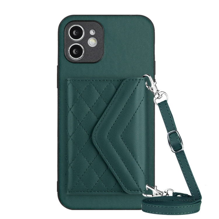 Rhombische Textur Kartenfach RFID Handyhülle mit langem Umhängeband, für iPhone 12 mini, für iPhone 11 Pro Max, für iPhone 11, für iPhone 11 Pro, für iPhone XS / X, für iPhone XR, für iPhone XS Max, für iPhone 8 Plus / 7 Plus