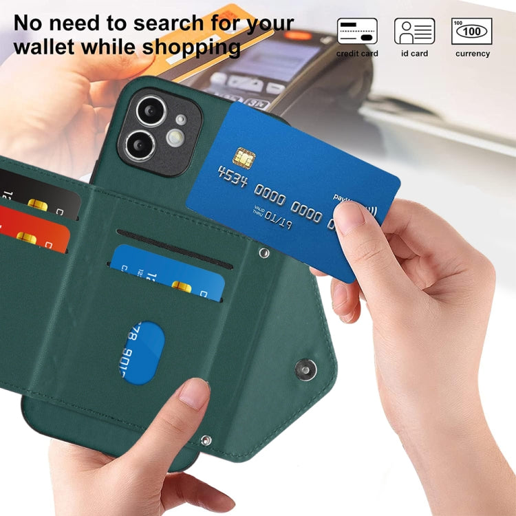 Rhombische Textur Kartenfach RFID Handyhülle mit langem Umhängeband, für iPhone 12 mini, für iPhone 11 Pro Max, für iPhone 11, für iPhone 11 Pro, für iPhone XS / X, für iPhone XR, für iPhone XS Max, für iPhone 8 Plus / 7 Plus