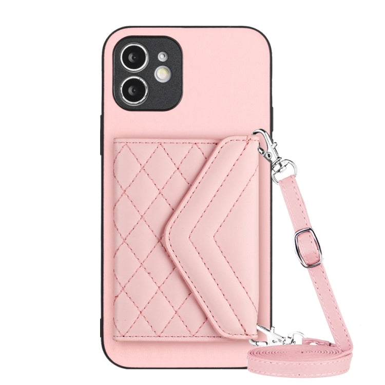 Rhombische Textur Kartenfach RFID Handyhülle mit langem Umhängeband, für iPhone 12 mini, für iPhone 11 Pro Max, für iPhone 11, für iPhone 11 Pro, für iPhone XS / X, für iPhone XR, für iPhone XS Max, für iPhone 8 Plus / 7 Plus