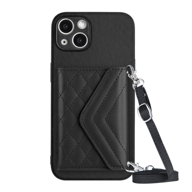Handyhülle mit Rautenmuster, Kartenfach und RFID-Schutz, mit langem Umhängeband, für iPhone SE 2022 / SE 2020, für iPhone 13 Pro Max, für iPhone 13 Pro, für iPhone 13, für iPhone 13 mini, für iPhone 12, für iPhone 12 Pro Max, für iPhone 12 Pro
