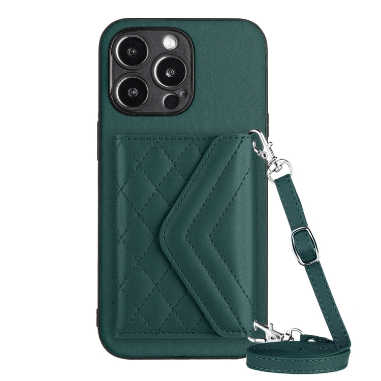 Handyhülle mit Rautenmuster, Kartenfach und RFID-Schutz, mit langem Umhängeband, für iPhone SE 2022 / SE 2020, für iPhone 13 Pro Max, für iPhone 13 Pro, für iPhone 13, für iPhone 13 mini, für iPhone 12, für iPhone 12 Pro Max, für iPhone 12 Pro