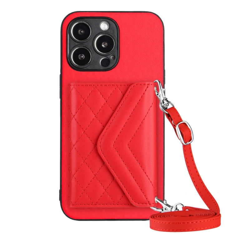 Handyhülle mit Rautenmuster, Kartenfach und RFID-Schutz, mit langem Umhängeband, für iPhone SE 2022 / SE 2020, für iPhone 13 Pro Max, für iPhone 13 Pro, für iPhone 13, für iPhone 13 mini, für iPhone 12, für iPhone 12 Pro Max, für iPhone 12 Pro