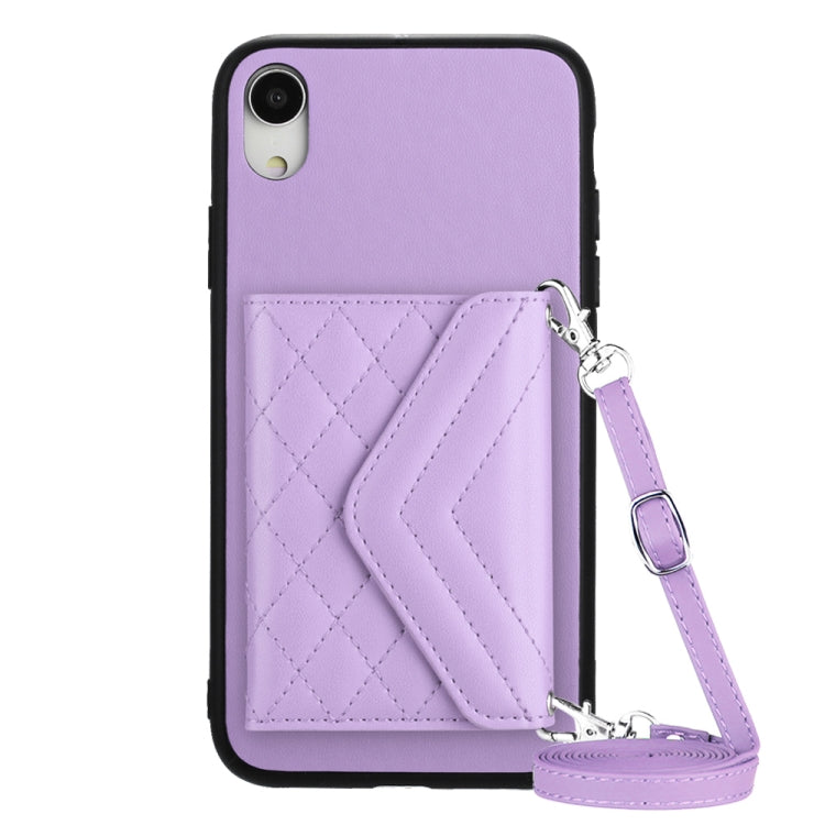Rhombische Textur Kartenfach RFID Handyhülle mit langem Umhängeband, für iPhone 12 mini, für iPhone 11 Pro Max, für iPhone 11, für iPhone 11 Pro, für iPhone XS / X, für iPhone XR, für iPhone XS Max, für iPhone 8 Plus / 7 Plus