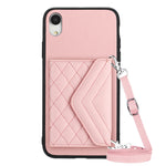 Rhombische Textur Kartenfach RFID Handyhülle mit langem Umhängeband, für iPhone 12 mini, für iPhone 11 Pro Max, für iPhone 11, für iPhone 11 Pro, für iPhone XS / X, für iPhone XR, für iPhone XS Max, für iPhone 8 Plus / 7 Plus