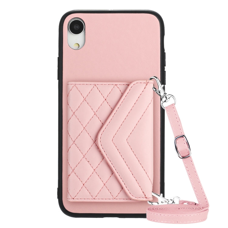 Rhombische Textur Kartenfach RFID Handyhülle mit langem Umhängeband, für iPhone 12 mini, für iPhone 11 Pro Max, für iPhone 11, für iPhone 11 Pro, für iPhone XS / X, für iPhone XR, für iPhone XS Max, für iPhone 8 Plus / 7 Plus