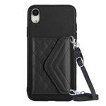Rhombische Textur Kartenfach RFID Handyhülle mit langem Umhängeband, für iPhone 12 mini, für iPhone 11 Pro Max, für iPhone 11, für iPhone 11 Pro, für iPhone XS / X, für iPhone XR, für iPhone XS Max, für iPhone 8 Plus / 7 Plus