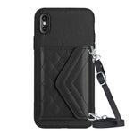 Rhombische Textur Kartenfach RFID Handyhülle mit langem Umhängeband, für iPhone 12 mini, für iPhone 11 Pro Max, für iPhone 11, für iPhone 11 Pro, für iPhone XS / X, für iPhone XR, für iPhone XS Max, für iPhone 8 Plus / 7 Plus