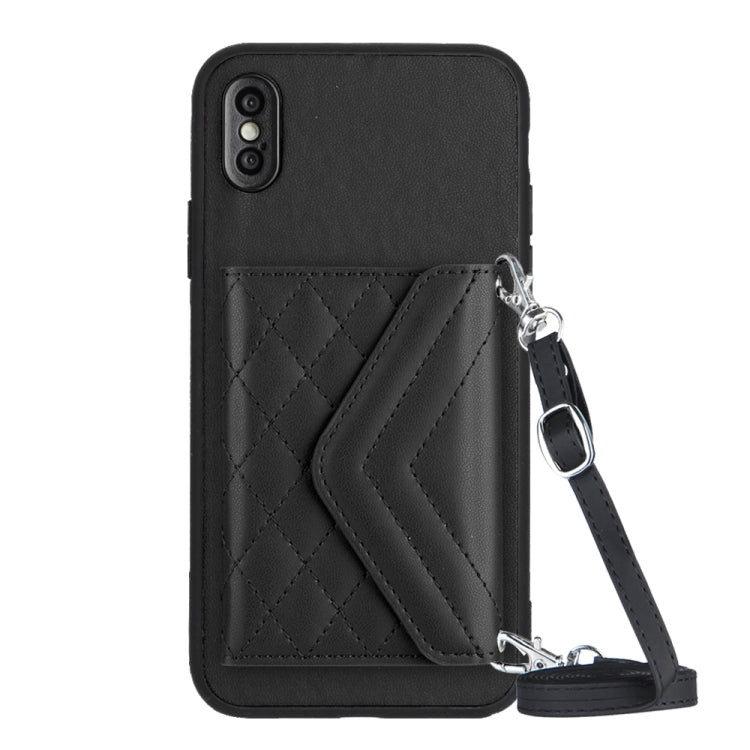 Rhombische Textur Kartenfach RFID Handyhülle mit langem Umhängeband, für iPhone 12 mini, für iPhone 11 Pro Max, für iPhone 11, für iPhone 11 Pro, für iPhone XS / X, für iPhone XR, für iPhone XS Max, für iPhone 8 Plus / 7 Plus