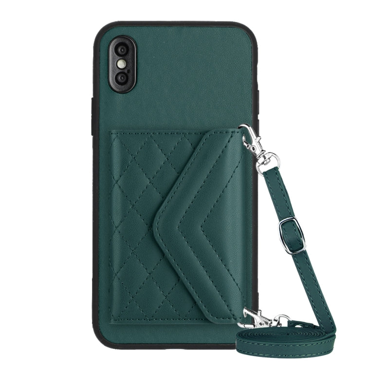 Rhombische Textur Kartenfach RFID Handyhülle mit langem Umhängeband, für iPhone 12 mini, für iPhone 11 Pro Max, für iPhone 11, für iPhone 11 Pro, für iPhone XS / X, für iPhone XR, für iPhone XS Max, für iPhone 8 Plus / 7 Plus
