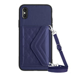 Rhombische Textur Kartenfach RFID Handyhülle mit langem Umhängeband, für iPhone 12 mini, für iPhone 11 Pro Max, für iPhone 11, für iPhone 11 Pro, für iPhone XS / X, für iPhone XR, für iPhone XS Max, für iPhone 8 Plus / 7 Plus