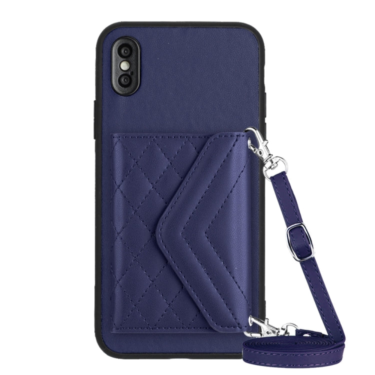 Rhombische Textur Kartenfach RFID Handyhülle mit langem Umhängeband, für iPhone 12 mini, für iPhone 11 Pro Max, für iPhone 11, für iPhone 11 Pro, für iPhone XS / X, für iPhone XR, für iPhone XS Max, für iPhone 8 Plus / 7 Plus