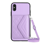 Rhombische Textur Kartenfach RFID Handyhülle mit langem Umhängeband, für iPhone 12 mini, für iPhone 11 Pro Max, für iPhone 11, für iPhone 11 Pro, für iPhone XS / X, für iPhone XR, für iPhone XS Max, für iPhone 8 Plus / 7 Plus