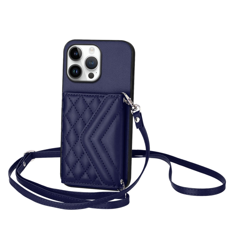 Rhombus-Textur Kartenhalter RFID Handyhülle mit langem Umhängeband, für iPhone 17 Pro Max, für iPhone 17 Pro, für iPhone 17, für iPhone Air, für iPhone 16 Pro Max, für iPhone 16 Pro, für iPhone 16 Plus, für iPhone 16