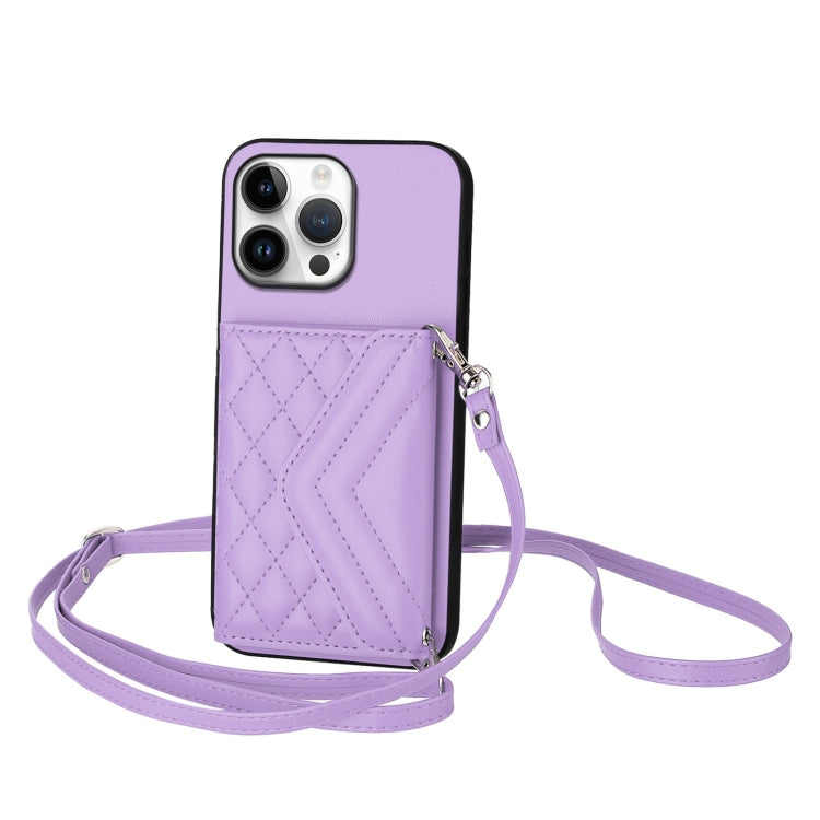 Rhombus-Textur Kartenhalter RFID Handyhülle mit langem Umhängeband, für iPhone 17 Pro Max, für iPhone 17 Pro, für iPhone 17, für iPhone Air, für iPhone 16 Pro Max, für iPhone 16 Pro, für iPhone 16 Plus, für iPhone 16