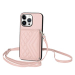 Rhombus-Textur Kartenhalter RFID Handyhülle mit langem Umhängeband, für iPhone 17 Pro Max, für iPhone 17 Pro, für iPhone 17, für iPhone Air, für iPhone 16 Pro Max, für iPhone 16 Pro, für iPhone 16 Plus, für iPhone 16