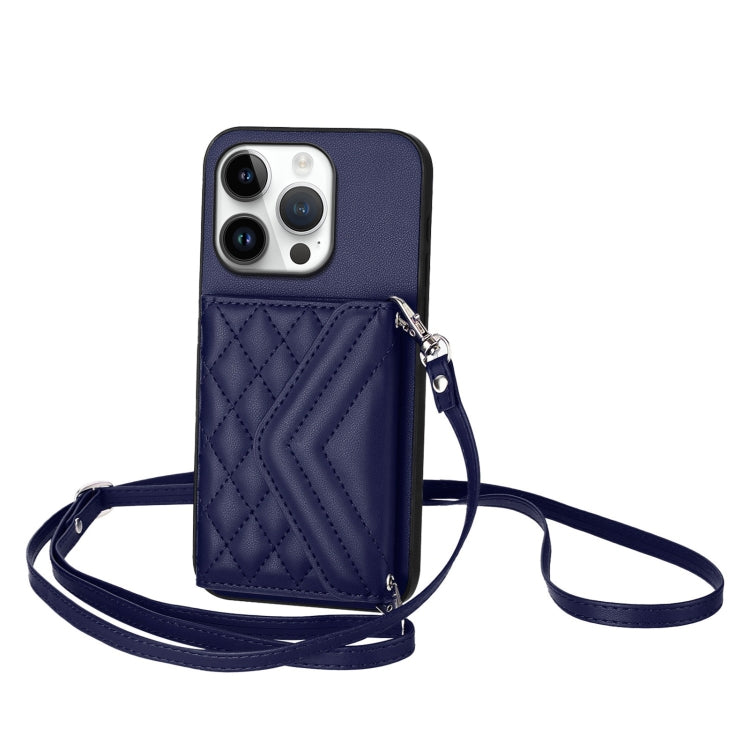 Rhombus-Textur Kartenhalter RFID Handyhülle mit langem Umhängeband, für iPhone 17 Pro Max, für iPhone 17 Pro, für iPhone 17, für iPhone Air, für iPhone 16 Pro Max, für iPhone 16 Pro, für iPhone 16 Plus, für iPhone 16