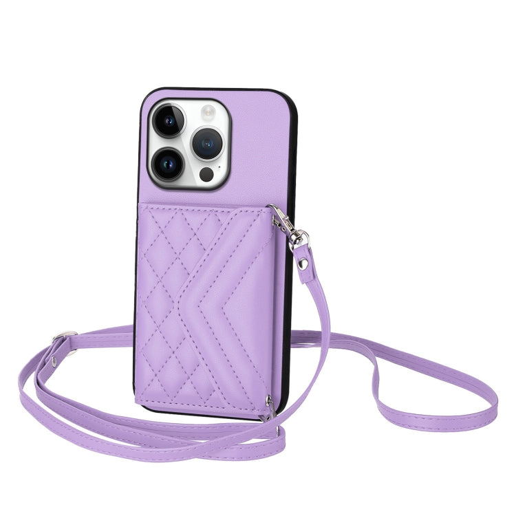 Rhombus-Textur Kartenhalter RFID Handyhülle mit langem Umhängeband, für iPhone 17 Pro Max, für iPhone 17 Pro, für iPhone 17, für iPhone Air, für iPhone 16 Pro Max, für iPhone 16 Pro, für iPhone 16 Plus, für iPhone 16