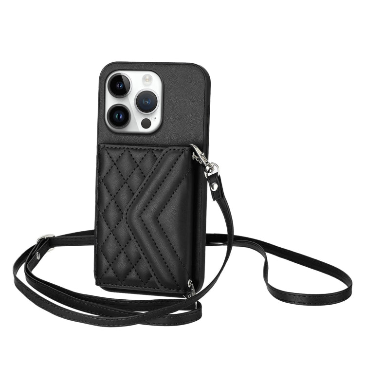Rhombus-Textur Kartenhalter RFID Handyhülle mit langem Umhängeband, für iPhone 17 Pro Max, für iPhone 17 Pro, für iPhone 17, für iPhone Air, für iPhone 16 Pro Max, für iPhone 16 Pro, für iPhone 16 Plus, für iPhone 16