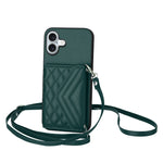 Rhombus-Textur Kartenhalter RFID Handyhülle mit langem Umhängeband, für iPhone 17 Pro Max, für iPhone 17 Pro, für iPhone 17, für iPhone Air, für iPhone 16 Pro Max, für iPhone 16 Pro, für iPhone 16 Plus, für iPhone 16