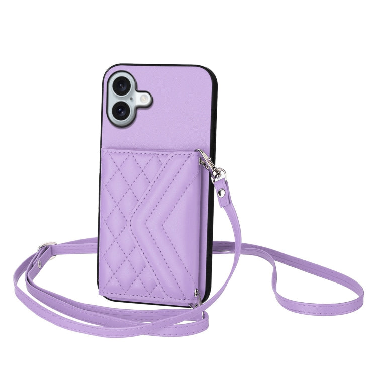 Rhombus-Textur Kartenhalter RFID Handyhülle mit langem Umhängeband, für iPhone 17 Pro Max, für iPhone 17 Pro, für iPhone 17, für iPhone Air, für iPhone 16 Pro Max, für iPhone 16 Pro, für iPhone 16 Plus, für iPhone 16