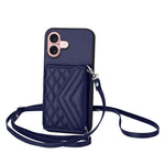 Rhombus-Textur Kartenhalter RFID Handyhülle mit langem Umhängeband, für iPhone 17 Pro Max, für iPhone 17 Pro, für iPhone 17, für iPhone Air, für iPhone 16 Pro Max, für iPhone 16 Pro, für iPhone 16 Plus, für iPhone 16