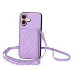 Rhombus-Textur Kartenhalter RFID Handyhülle mit langem Umhängeband, für iPhone 17 Pro Max, für iPhone 17 Pro, für iPhone 17, für iPhone Air, für iPhone 16 Pro Max, für iPhone 16 Pro, für iPhone 16 Plus, für iPhone 16