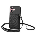 Rhombus-Textur Kartenhalter RFID Handyhülle mit langem Umhängeband, für iPhone 17 Pro Max, für iPhone 17 Pro, für iPhone 17, für iPhone Air, für iPhone 16 Pro Max, für iPhone 16 Pro, für iPhone 16 Plus, für iPhone 16