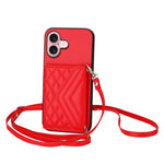 Rhombus-Textur Kartenhalter RFID Handyhülle mit langem Umhängeband, für iPhone 17 Pro Max, für iPhone 17 Pro, für iPhone 17, für iPhone Air, für iPhone 16 Pro Max, für iPhone 16 Pro, für iPhone 16 Plus, für iPhone 16