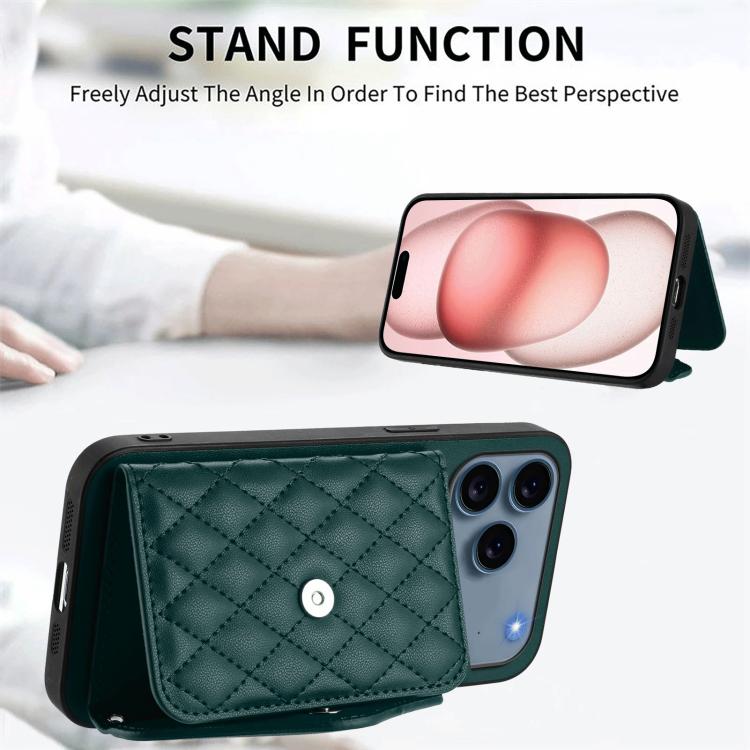 Rhombus-Textur Kartenhalter RFID Handyhülle mit langem Umhängeband, für iPhone 17 Pro Max, für iPhone 17 Pro, für iPhone 17, für iPhone Air, für iPhone 16 Pro Max, für iPhone 16 Pro, für iPhone 16 Plus, für iPhone 16
