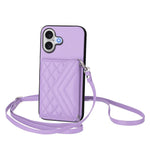 Rhombus-Textur Kartenhalter RFID Handyhülle mit langem Umhängeband, für iPhone 17 Pro Max, für iPhone 17 Pro, für iPhone 17, für iPhone Air, für iPhone 16 Pro Max, für iPhone 16 Pro, für iPhone 16 Plus, für iPhone 16