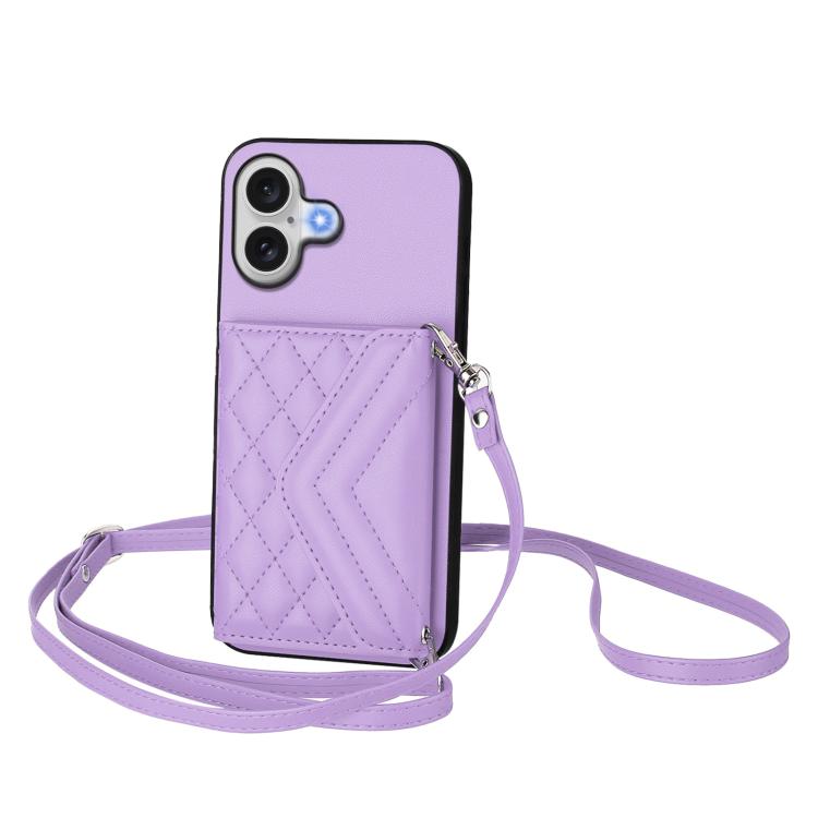 Rhombus-Textur Kartenhalter RFID Handyhülle mit langem Umhängeband, für iPhone 17 Pro Max, für iPhone 17 Pro, für iPhone 17, für iPhone Air, für iPhone 16 Pro Max, für iPhone 16 Pro, für iPhone 16 Plus, für iPhone 16