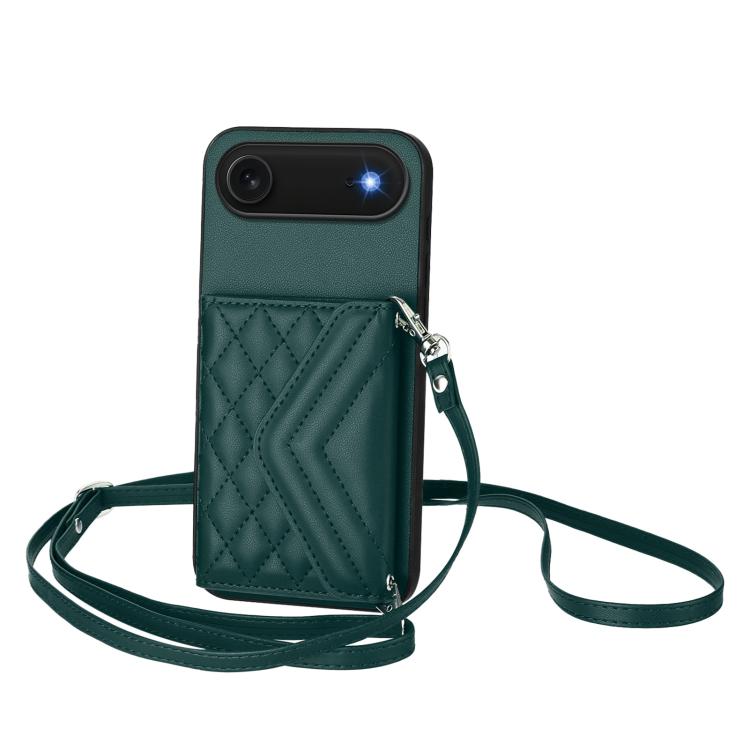 Rhombus-Textur Kartenhalter RFID Handyhülle mit langem Umhängeband, für iPhone 17 Pro Max, für iPhone 17 Pro, für iPhone 17, für iPhone Air, für iPhone 16 Pro Max, für iPhone 16 Pro, für iPhone 16 Plus, für iPhone 16