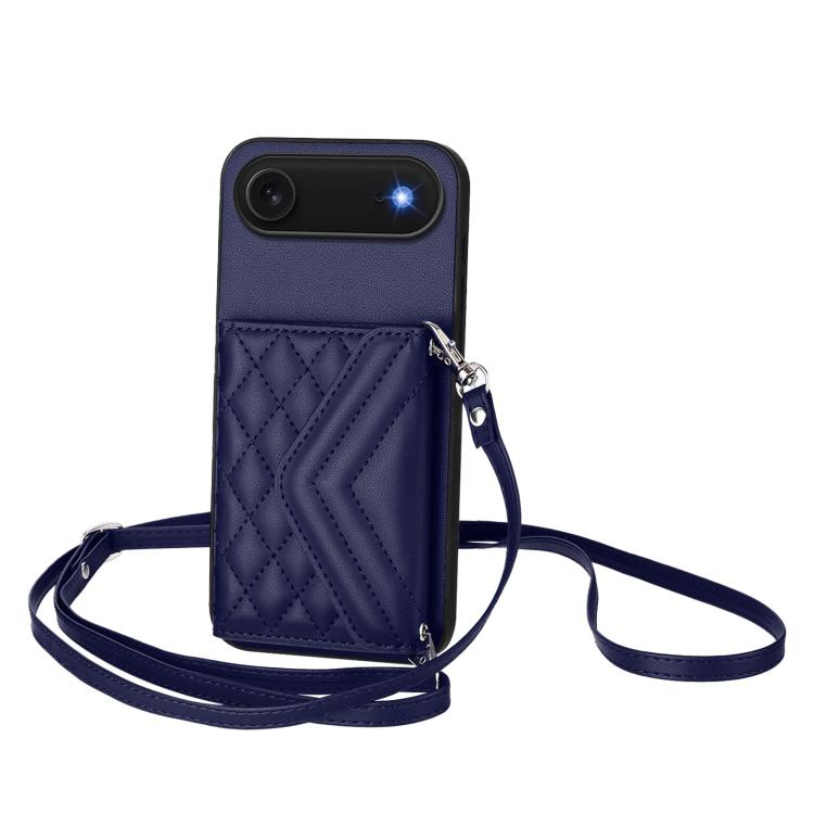 Rhombus-Textur Kartenhalter RFID Handyhülle mit langem Umhängeband, für iPhone 17 Pro Max, für iPhone 17 Pro, für iPhone 17, für iPhone Air, für iPhone 16 Pro Max, für iPhone 16 Pro, für iPhone 16 Plus, für iPhone 16