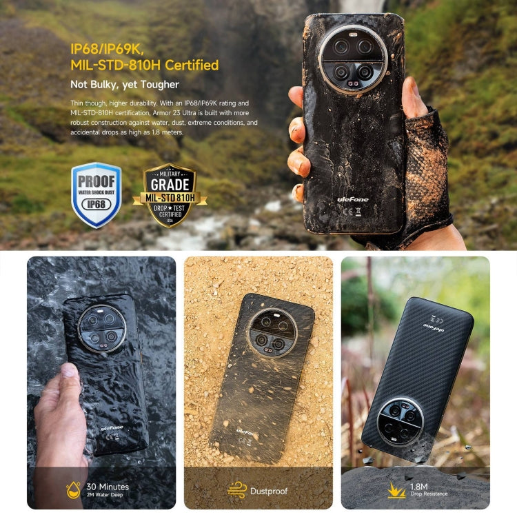 Ulefone Armor 23 Ultra Rugged Smartphone, 6,78 Zoll, Android 13, MediaTek Dimensity 8020 Octa-Core-Prozessor (bis zu 2,6 GHz), Netzwerk: 5G, NFC, OTG, Satelliten-Messaging, 12 GB + 512 GB