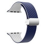 Carbonfaser Magnetisches silbernes Schnallen-Uhrenarmband, Für Apple Watch Series 9 45mm, Für Apple Watch Series 9 41mm, Für Apple Watch Ultra 49mm