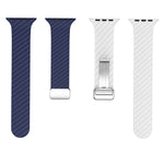 Carbonfaser Magnetisches silbernes Schnallen-Uhrenarmband, Für Apple Watch Series 9 45mm, Für Apple Watch Series 9 41mm, Für Apple Watch Ultra 49mm